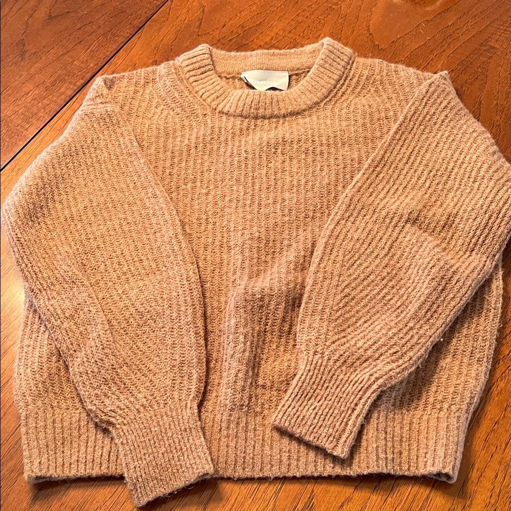Alpaca Wool Everlane Ribbed Cocoon Crewneck Sweater in Camel Tan XS